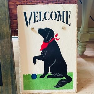 Hand painted BLACK LAB slate tile sign 8x12